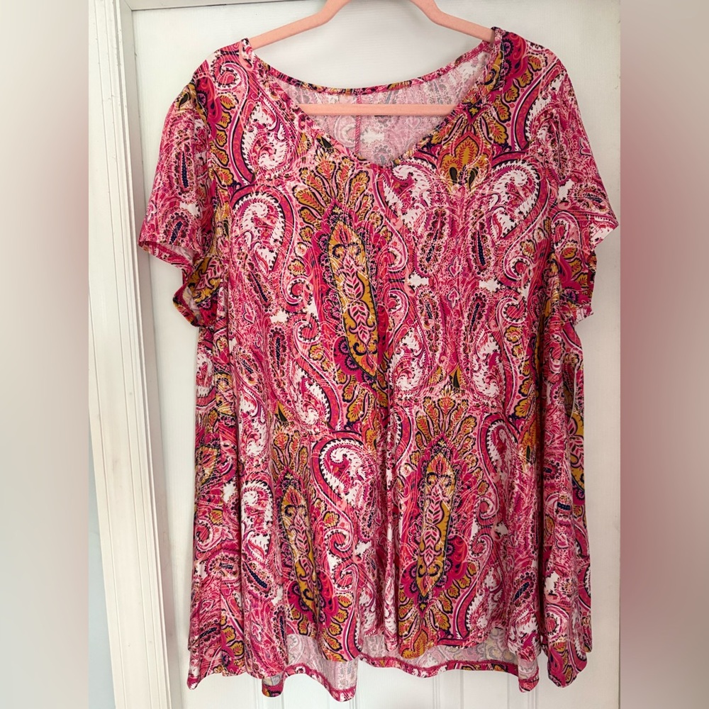 New Directions Pink Paisley Blouse NWT